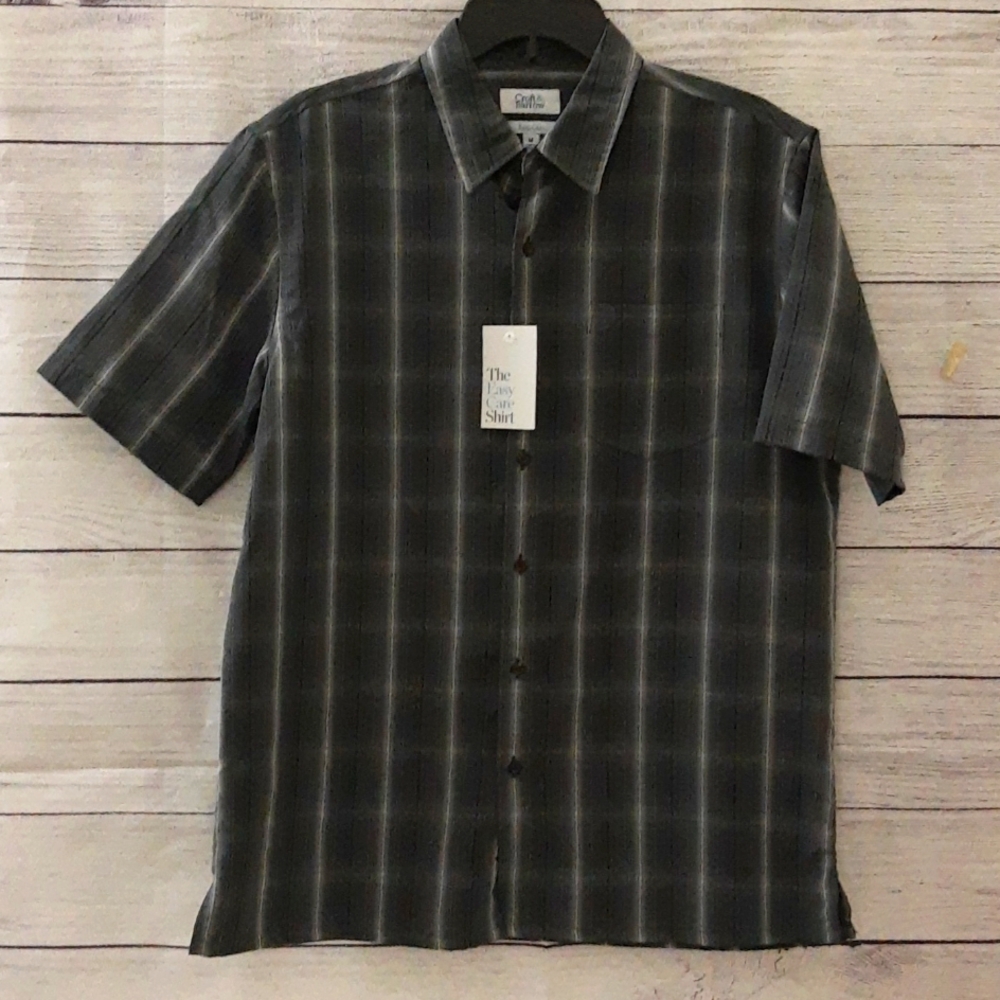 Croft & Barrow Easy Care Shirt Short Sleeve Men's Medium Uptown Gray NWT